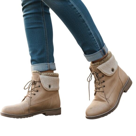 Cliff 10 Brown Womens Lace Up Hiker Insulated Water Resistant Combat Boots Shoes - Picture 1 of 8